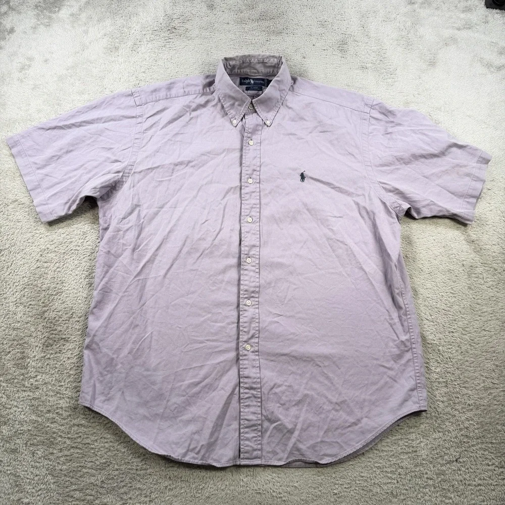 Polo Ralph Lauren Shirt Mens Large Purple Blaire Short Sleeve Button Down Pony
